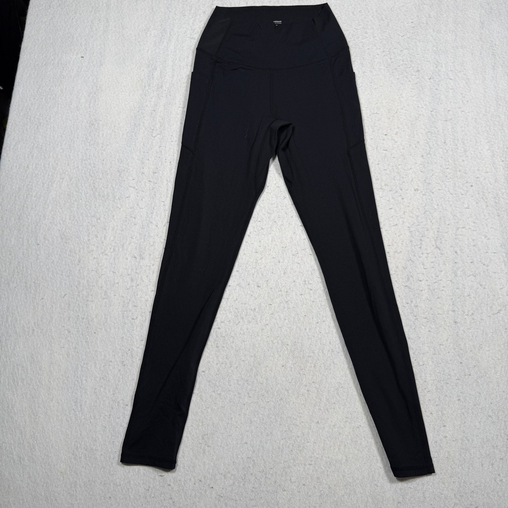 Enerbloom Womens High Waisted Athletic Leggings Black Side Pockets Size S